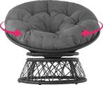 2dekans | tectake® - Wicker papasan fauteuil Gargano zwart -, Huis en Inrichting, Stoelen, Ophalen of Verzenden, Zo goed als nieuw