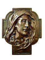 G.D - Plaquette - Madonna Addolorata - Art Deco - Brons -