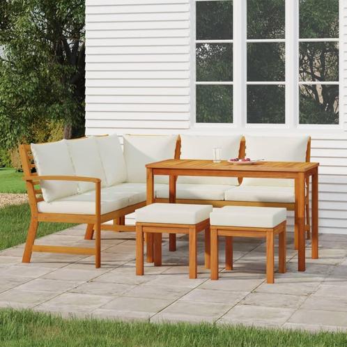 vidaXL 6-delige Tuinset met kussens massief acaciahout, Tuin en Terras, Tuinsets en Loungesets, Tuinset, Nieuw, Hardhout, Verzenden