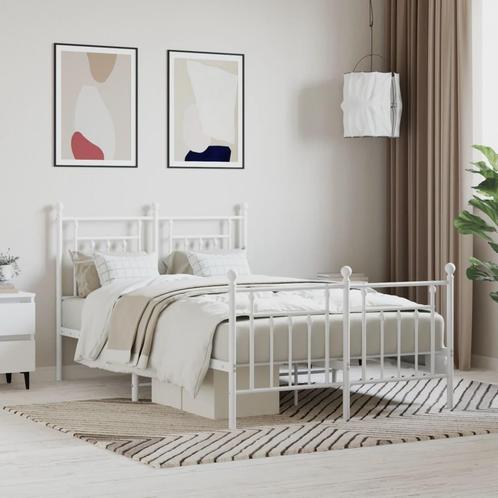 vidaXL Bedframe met hoofd- en voeteneinde metaal wit 120x200, Huis en Inrichting, Slaapkamer | Bedden, 120 cm, 200 cm, Wit, Twijfelaar
