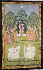 Indische Pichhwai-Krishna met Gopis - India - laat 19e -, Antiek en Kunst