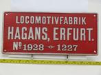EisenbahnSchild Locomotivfabrik Hagans, Erfurt No 1928 -..., Ophalen of Verzenden, Nieuw