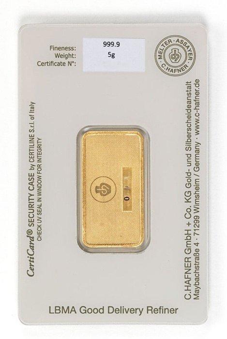 5 gram - Goud .999 - C. Hafner - Verzegeld en met, Postzegels en Munten, Edelmetalen en Baren