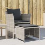 vidaXL Tuinstoel met voetenbank poly rattan lichtgrijs, Tuin en Terras, Tuinsets en Loungesets, Verzenden, Nieuw, Rotan