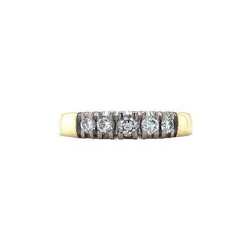 Gouden rijring met diamant 14 karaat, Sieraden, Tassen en Uiterlijk, Ringen, Wit, Zo goed als nieuw, Goud, Verzenden