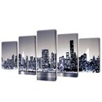 vidaXL Canvas muurdruk set monochroom New York skyline 100 x, Huis en Inrichting, Woonaccessoires | Schilderijen, Tekeningen en Foto's