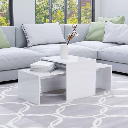 vidaXL Salontafelset 100x48x40 cm bewerkt hout hoogglans wit, Huis en Inrichting, Tafels | Salontafels, 100 tot 150 cm, Nieuw