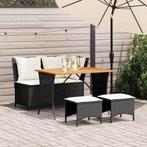 vidaXL 4-delige Tuinset met kussens poly rattan zwart, 3 zitplaatsen, Nieuw, Tuinset, Verzenden