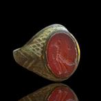 Replica van een oud Romeins met intaglio. Brons Ring (Zonder, Sieraden, Tassen en Uiterlijk, Antieke sieraden
