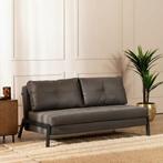 50% Korting: Slaapbank 2 persoons Mikko antraciet eco-leer, Ophalen, Zo goed als nieuw, Industrieel, Modern