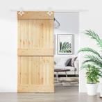 vidaXL Schuifdeur met beslag 95x210 cm massief grenenhout, Doe-het-zelf en Verbouw, Deuren en Horren, Verzenden, Nieuw