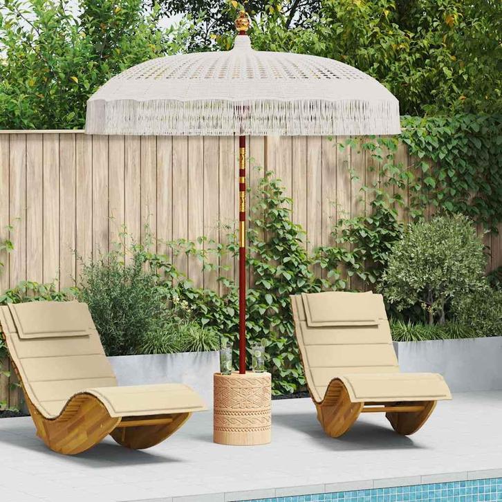 vidaXL Macramé Parasol Crème 190 x 190 x 260 cm, Tuin en Terras, Parasols, Nieuw, 1 tot 2 meter, Verzenden