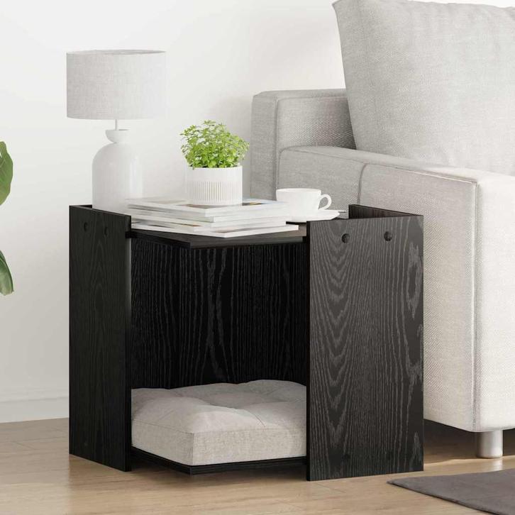 vidaXL Kattenbak Omheining Zwart eiken 53 x 53 x 51 cm, Dieren en Toebehoren, Katten-accessoires, Nieuw, Verzenden