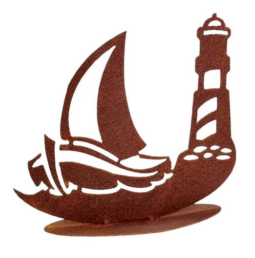 Zeilboot met vuurtoren 28x25cm, Tuin en Terras, Tuinwanddecoratie, Verzenden