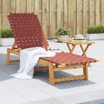 vidaXL Ligbed met tafel massief acaciahout en stof rood, Verzenden, Nieuw