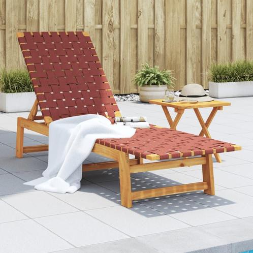 vidaXL Ligbed met tafel massief acaciahout en stof rood, Tuin en Terras, Ligbedden, Nieuw, Verzenden