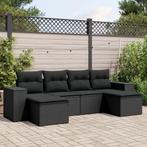 vidaXL 6-delige Loungeset met kussens poly rattan zwart, Tuin en Terras, Verzenden, Nieuw, Rotan, Loungeset