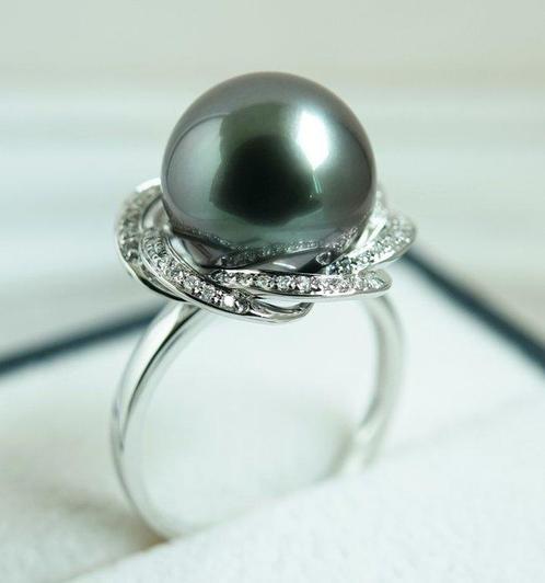 Zonder Minimumprijs - Ring - 18 kt. Witgoud - Rikitea Parel, Sieraden, Tassen en Uiterlijk, Ringen