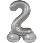 2 Jaar Cijfer Ballon Zilver 41cm, Hobby en Vrije tijd, Nieuw, Verzenden