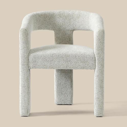 *WOONWINKEL* Design Eetkamerstoel Creme Volledig Stof, Huis en Inrichting, Stoelen, Wit, Nieuw, Verzenden