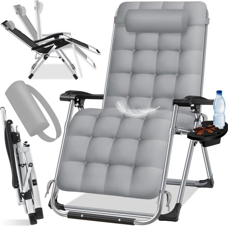 Tuinstoel - Ligstoel - Verstelbaar - Opvouwbaar - Grijs - KE, Tuin en Terras, Ligbedden, Zo goed als nieuw, Verzenden