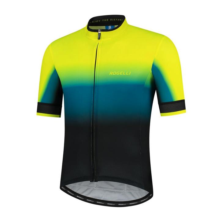 Kinder fietsshirt Horizon KM  Blauw/fluor/geel, Fietsen en Brommers, Fietsaccessoires | Fietskleding, Kinderen, Nieuw, Verzenden