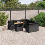 vidaXL 9-delige Loungeset met kussens poly rattan zwart, Tuin en Terras, Tuinsets en Loungesets, Verzenden, Nieuw, Rotan, Loungeset