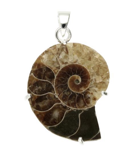 Zilveren Ammoniet versteende schelp negatief kettinghanger, Sieraden, Tassen en Uiterlijk, Kettinghangers, Verzenden