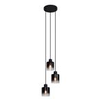 Moderne hanglamp zwart met smoke glas 3-lichts - Dame, Nieuw, Glas, Modern, 75 cm of meer