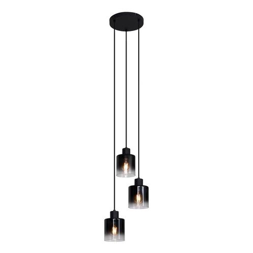 Moderne hanglamp zwart met smoke glas 3-lichts - Dame, Huis en Inrichting, Lampen | Hanglampen, Nieuw, Glas, 75 cm of meer