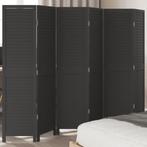 vidaXL Kamerscherm met 6 panelen massief paulowniahout zwart, Huis en Inrichting, Woonaccessoires | Kamerschermen, Verzenden, Nieuw