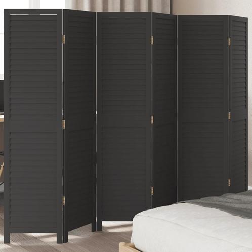 vidaXL Kamerscherm met 6 panelen massief paulowniahout zwart, Huis en Inrichting, Woonaccessoires | Kamerschermen, Nieuw, Verzenden