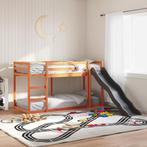 vidaXL Stapelbed met glijbaan en ladder grenenhout wasbruin, Huis en Inrichting, 90 cm, Eenpersoons, Bruin, Verzenden