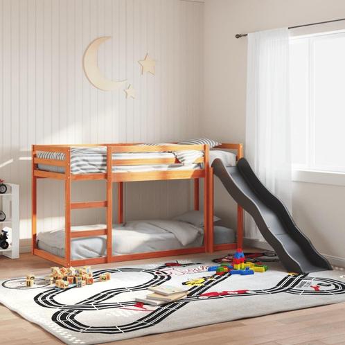 vidaXL Stapelbed met glijbaan en ladder grenenhout wasbruin, Huis en Inrichting, Slaapkamer | Bedden, 90 cm, 200 cm, Bruin, Eenpersoons