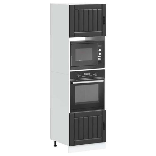 vidaXL Ovenkasten 2 st Lucca bewerkt hout zwart, Huis en Inrichting, Keuken | Keukenelementen, Zwart, Nieuw, Verzenden