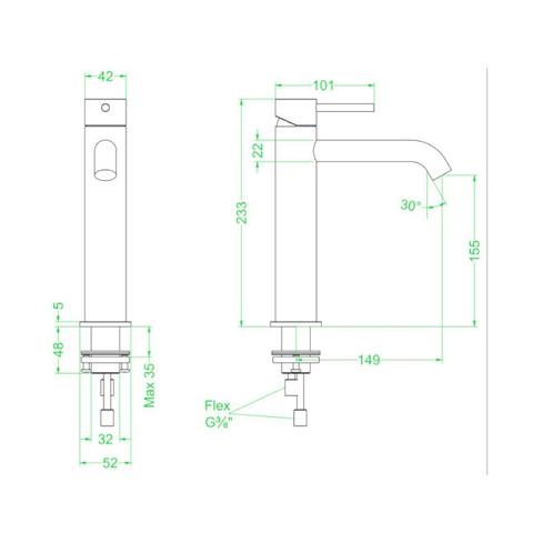 Wastafelkraan IVY Concord Model M Coldstart RVS316, Doe-het-zelf en Verbouw, Sanitair, Ophalen of Verzenden