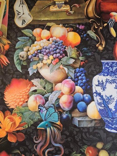 380x280cm! TISSUE Vases Paradise met apen en flamingos -, Antiek en Kunst, Antiek | Kleden en Textiel