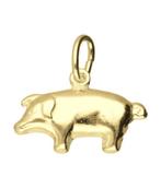 Gouden Varken klein ketting hanger, Verzenden, Nieuw