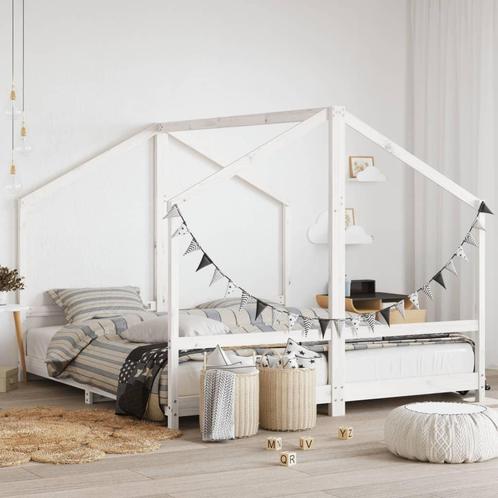 vidaXL Kinderbedframe 2x(90x200) cm massief grenenhout wit, Kinderen en Baby's, Kinderkamer | Bedden, Nieuw, Verzenden
