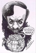 Pentekening Amerika - Iran olie (lijst optie, Tekeningen), Antiek en Kunst, Verzenden