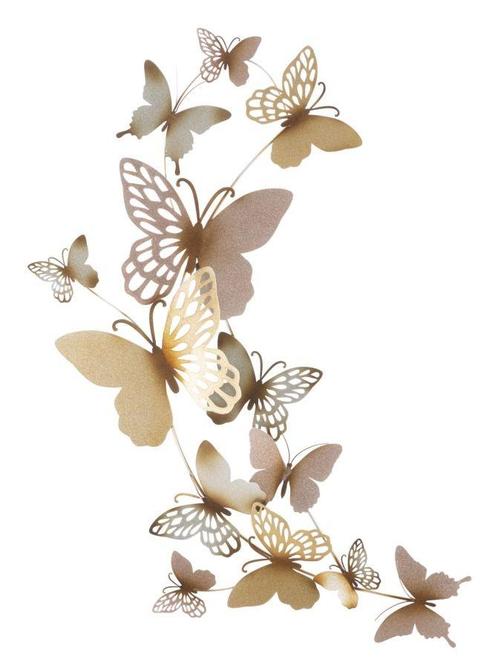 VLINDERS WANDPANEEL GOUD/ROZE C CM 59,5X4X111,5, Huis en Inrichting, Woonaccessoires | Overige, Ophalen of Verzenden