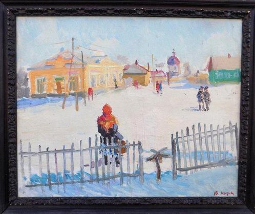 Kozik Victor Georgievich (1937) - Villaggio invernale, Antiek en Kunst, Kunst | Schilderijen | Klassiek