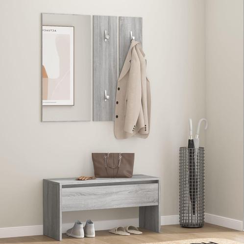 vidaXL Garderobe set bewerkt hout grijs sonoma eikenkleurig, Huis en Inrichting, Banken | Voetenbanken en Poefen, Nieuw, Verzenden
