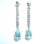 Oorbellen - 18 karaat Witgoud - 5.75ct. tw. Aquamarijn -, Sieraden, Tassen en Uiterlijk, Oorbellen, Nieuw