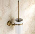 WC borstel houder brons antiek look met wit keramiek pot