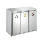 Recycling afvalbak 3x 8 ltr - Mat RVS, Huis en Inrichting, Nieuw, Verzenden