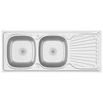 Dubbele Gootsteen RVS 120cm - Retourdeal - 35% Korting!, Ophalen of Verzenden, Nieuw, Rvs, Wastafel