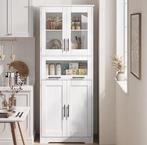 Hoge Opbergkast met Glazen Deuren – Verstelbare Planken, Huis en Inrichting, Kasten | Buffetkasten, Verzenden, Nieuw