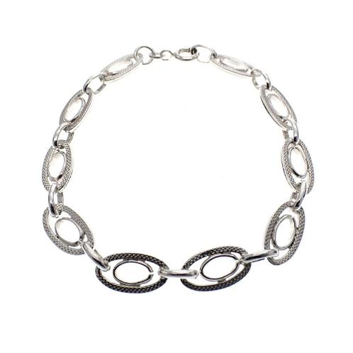 Zilveren fantasie schakel armband | 18,5 cm, Sieraden, Tassen en Uiterlijk, Armbanden, Zilver, Gebruikt, Zilver, Verzenden