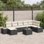 vidaXL 8-delige Tuinbankenset met kussens poly rattan zwart, Tuin en Terras, Tuinsets en Loungesets, Verzenden, Nieuw, Rotan